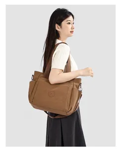 Sac bandoulière en toile détail, grande capacité cabas quotidien pour femmes sac chic.