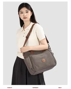Sac bandouliere en toile femme grande capacite cabas decontracte pour travail quotidien