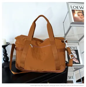 Waterproof Travel Duffel Bag Large Capacity Gym Bag with Bottom Compartment Brown Unisex