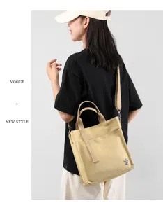 Canvas tote bag for women, stylish crossbody shoulder bag with handles, casual daily commute.