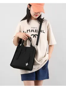 Black canvas crossbody tote bag casual versatile fashion shoulder bag with top handle