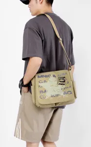 Men canvas messenger bag casual large capacity shoulder crossbody bag stylish daily wear