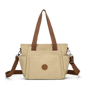 Grand Sac Cabas en Toile pour Femmes Sac Bandoulière et Épaule Décontracté Sac à Main de Mode pour Navetteurs Voyage Quotidien