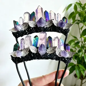 Handgemaakte Retro Natuurlijke Kristallen Pak Zak Decoratie Vintage Kristallen Kolom Pochet Accessoire Voor Mannen Vrouwen Banket