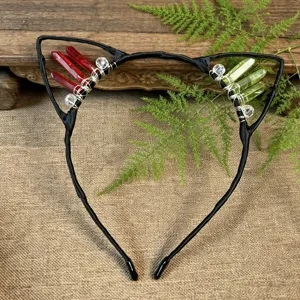 Handmade Crystal Cat Ear Headband Wire Wrapped Hair Hoop Women Fashion Hair Accessories