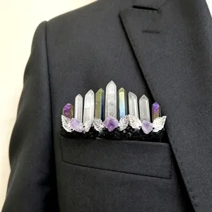 Handgemaakt kristal pak zak accessoire natuurlijke kwarts cluster broche decor