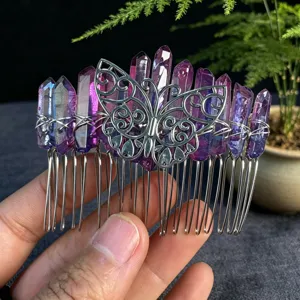 Peigne à cheveux en cristal fait à la main avec papillon en alliage pour coiffure de mode femme