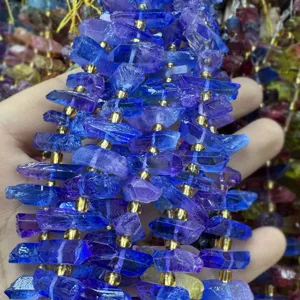 Pietra naturale dente lungo irregolare quarzo cristallo perle gioielli braccialetto accessori
