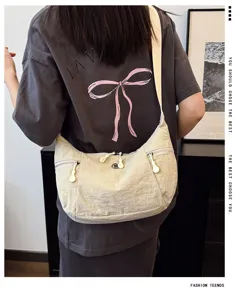Lightweight nylon crossbody bag for women casual stylish hobo shoulder bag daily travel use