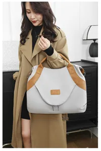 Large capacity nylon shoulder tote bag, stylish vintage crossbody handbag for women daily wear.