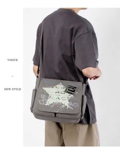 Stylish Men Canvas Messenger Bag Casual Large Capacity Crossbody Bag For Daily Use.