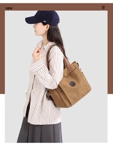 Braune Damen Segeltuch Umhängetasche große Kapazität lässige Handtasche für Alltag Arbeit