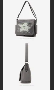 Men canvas messenger bag casual crossbody bag multi pocket large capacity daily shoulder bag