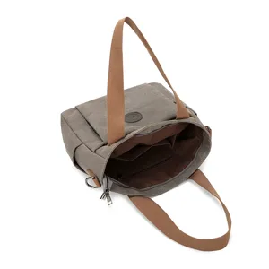 Damen Segeltuch Tote Tasche mit grosser Kapazitaet Schultertasche Handtasche grau