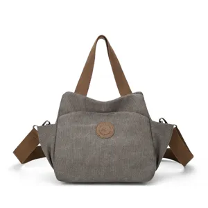 Women's Vintage Canvas Shoulder Bag Casual Crossbody Handbag Small Tote Bag Multi-Pocket Everyday Purse