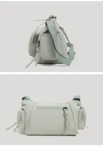 Bolso cruzado de nylon detalle, bolso informal multi-bolsillos con cremallera para diario.