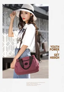 Casual canvas women shoulder bag versatile solid color daily handbag crossbody bag new fashion