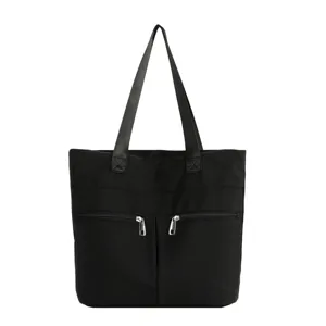 Women Casual Oxford Cloth Tote Bag Large Capacity Shoulder Bag Fashion Daily Commuter Handbag Solid Color Zipper