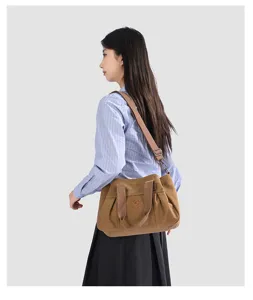 Stylish large capacity women canvas shoulder bag casual crossbody tote bag daily use.