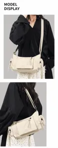 Vintage motorcycle underarm shoulder bag for women multi-pocket casual chic crossbody bag