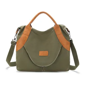 Retro Large Capacity Women Nylon Shoulder Bag Vintage Casual Crossbody Messenger Tote Bag Simple Multi Pocket Handbag