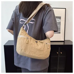 Nylon shoulder bag for women casual hobo crossbody bag lightweight daily travel purse