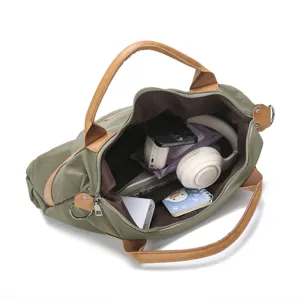Vintage large capacity nylon tote shoulder bag for women, stylish daily casual handbag.