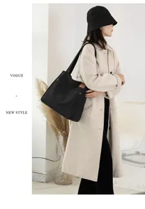 Sac bandoulière en toile de grande capacité pour femme, fourre-tout élégant et simple.