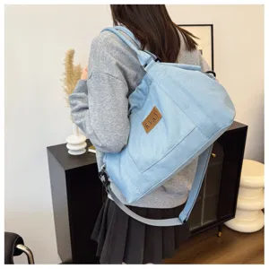 Borsa a tracolla in denim casual da donna, grande capacità elegante borsa da viaggio.