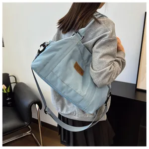 Borsa a tracolla casual in tela di jeans da donna, grande capienza, borsa a spalla e da viaggio.
