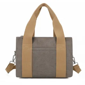 Borsa shopper in tela casual da donna, borsa a mano tinta unita minimalista con grande capacità.