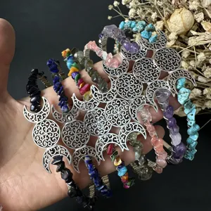Handmade Natural Crystal Stone Moon Headband Vintage Boho Goddess Crown Bridal Wedding Party Hair Accessories For Women
