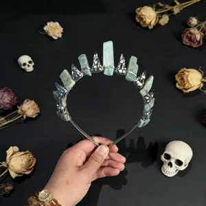 Natural crystal crown headband gothic hair accessory for women halloween photo shoot