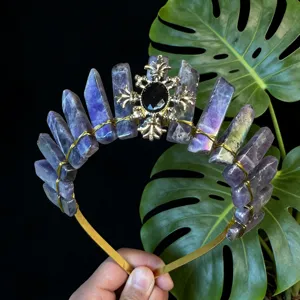 Cerchietto per capelli con corona di cristallo di ametista naturale dea tiara festa