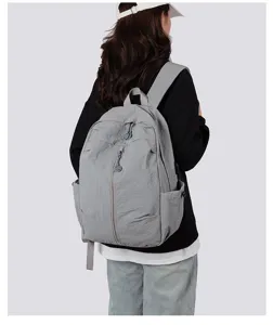 Lightweight grey backpack casual daypack for school students travel laptop book bag