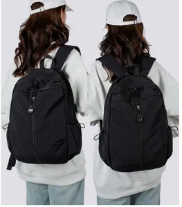 Black backpack for students lightweight casual travel school daypack daily use water resistant