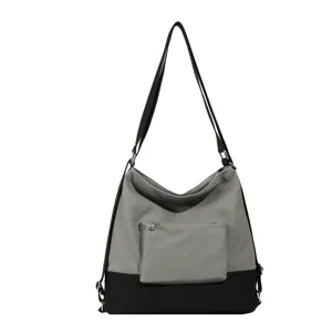 Minimalist Canvas Tote Bag Women Multi-functional Casual Shoulder Crossbody Backpack