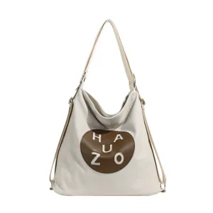 Sac Cabas en Toile pour Femmes Grande Capacité Sac à Bandoulière Décontracté Sac à Main de Voyage Avec Patchwork de Lettres