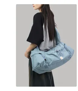 Casual large capacity shoulder bag for daily commute and outdoor activities stylish blue crossbody