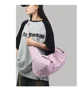Casual large capacity crossbody bag for daily commute and fitness, stylish pink shoulder bag.
