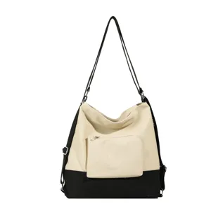 New 2025 canvas backpack and shoulder bag for women, versatile dual-use casual daypack.