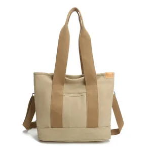 Large Capacity Canvas Tote Bag For Women Casual Retro Shoulder Bag Versatile Daily Commute Chic Handbag