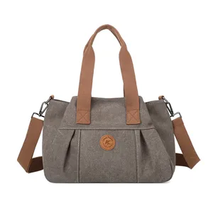 Retro Casual Canvas Tote Bag Large Capacity Women Shoulder Crossbody Bag Fashion Handbag Daily Commute Satchel