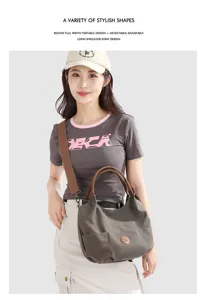 Casual canvas tote bag with top handles and adjustable shoulder strap for women daily commute.