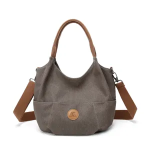 Women Fashion Canvas Tote Bag Large Capacity Casual Commuter Shoulder Bag Simple Solid Color Casual Handbag