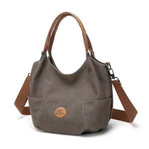 Casual canvas shoulder bag for women, large capacity tote bag with top handle and strap.