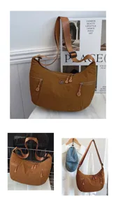 Casual nylon crossbody shoulder bag for women, lightweight multi-pocket hobo purse daily use.