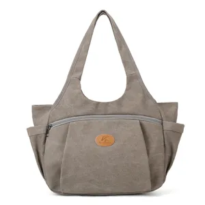 Borsa a Tracolla in Tela di Grande Capacità Casual da Donna Tinta Unita Borsa Dumpling Versatile