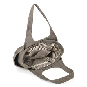 Classica borsa a tracolla in tela da donna, grande shopper casual con fodera a righe.
