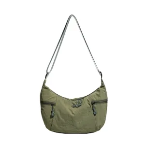Casual Nylon Crossbody Bag For Women Lightweight Daily Hobo Shoulder Bag Multi-Pocket Zipper Trendy Dumpling Bag